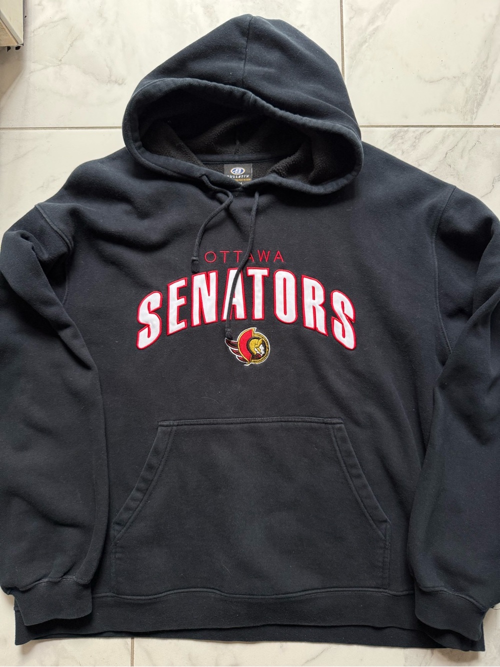 Vintage Ottawa Senators 90’s Bulletin Boxy Embroidered Black Sweater Size L